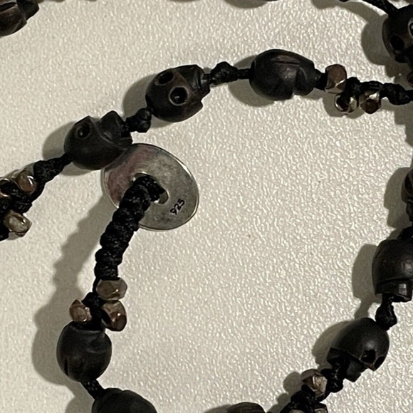 Chan Luu Black Wrap Bracelet skulls triple nugget beads 925 silver close Unisex - Picture 6 of 6